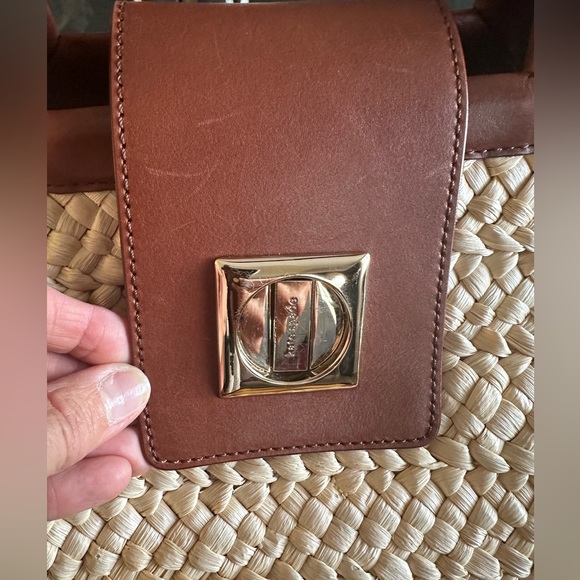 Kate Spade EUC Twist Lock Raffia Carryall Shoulder Bag (Natural) 🌺 - Picture 8 of 11